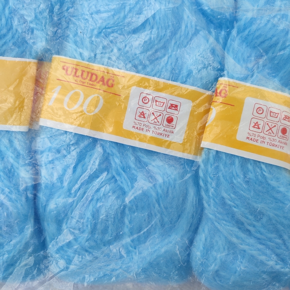 Vintage Turkish Mohair Yarn NWT Bright Blue - Picture 3 of 4